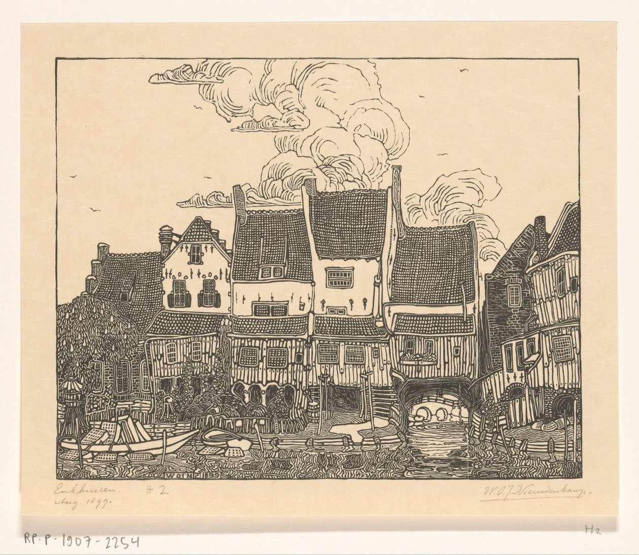 Case sul porto di Enkhuizen da Wijnand Otto Jan Nieuwenkamp (signed by artist)