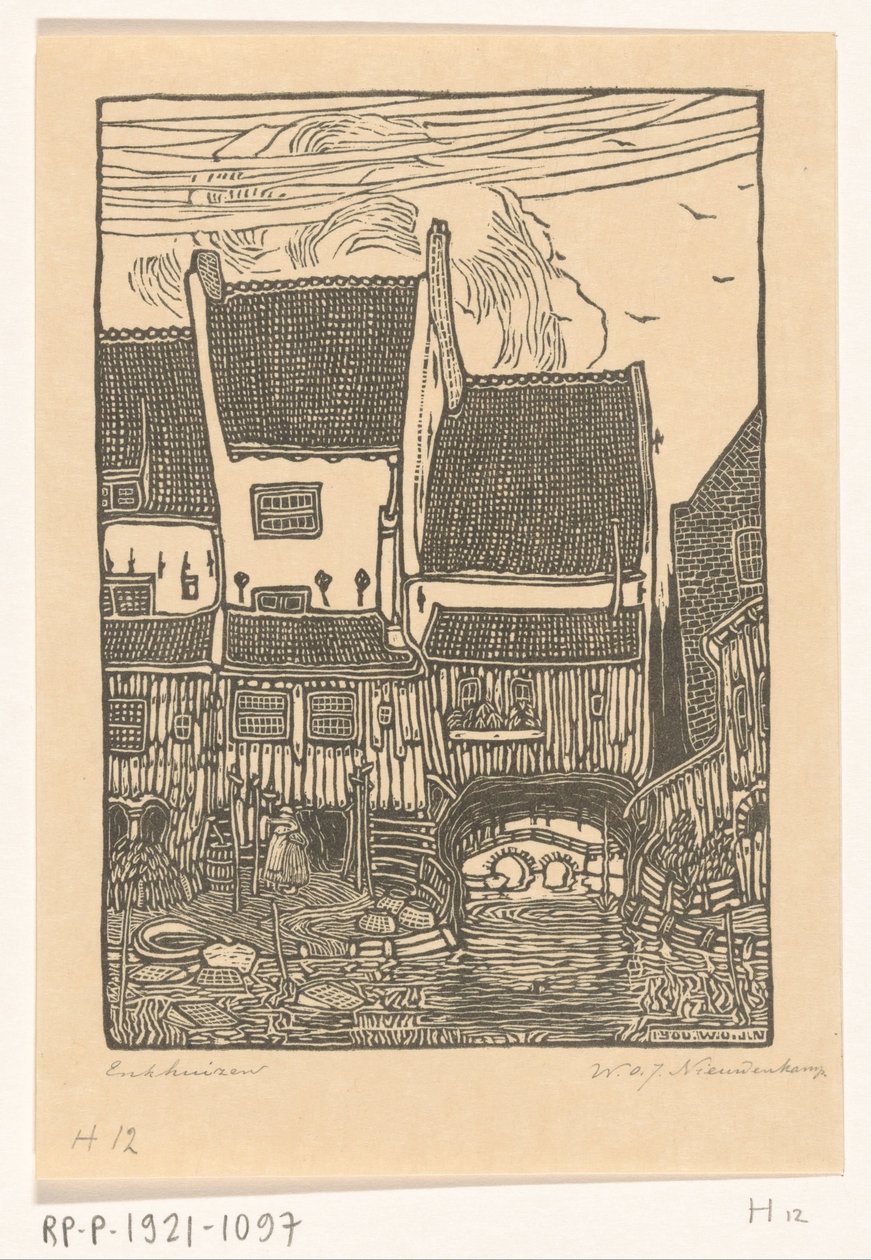 Case al porto di Enkhuizen da Wijnand Otto Jan Nieuwenkamp (signed by artist)
