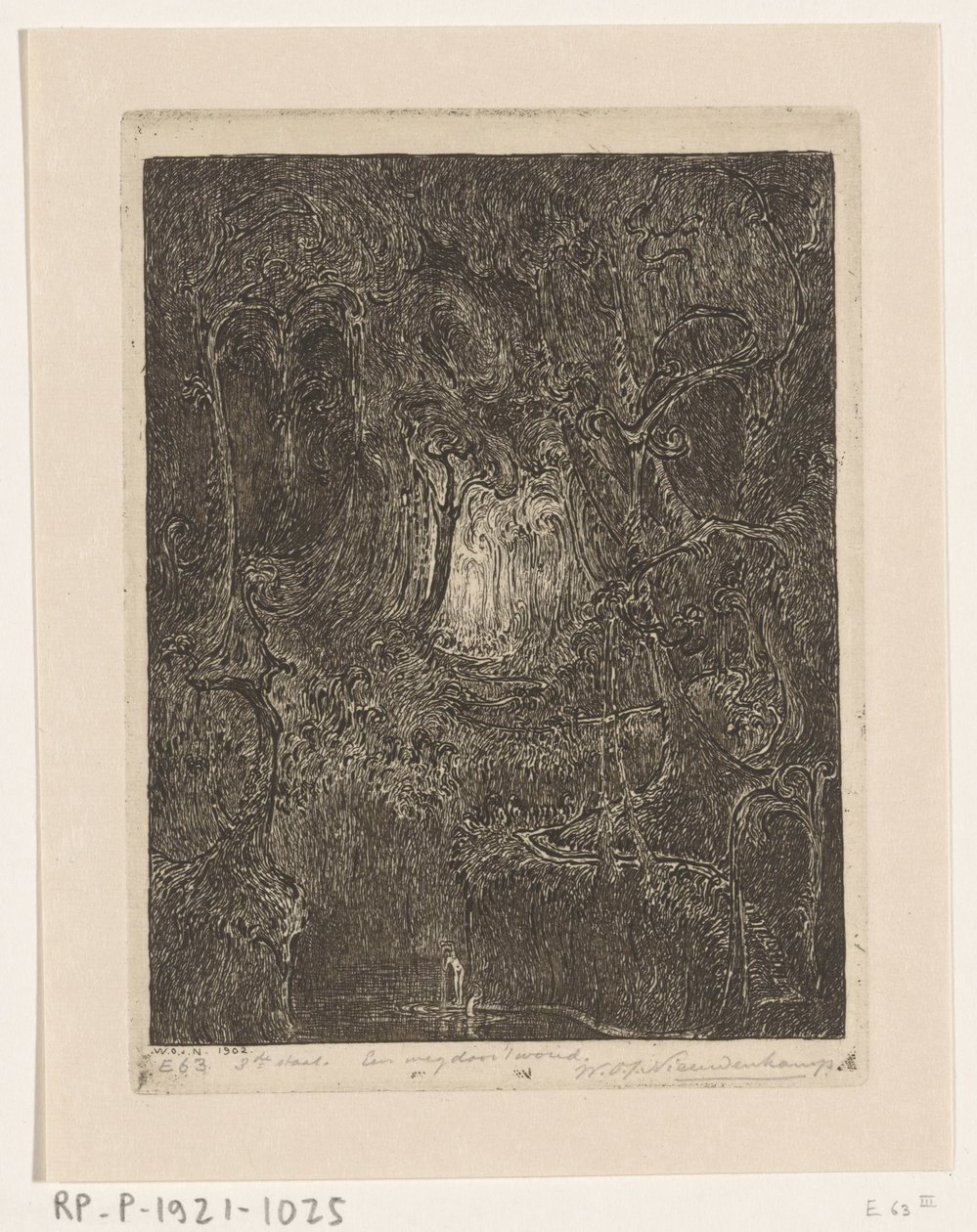 Giungla a Giava (Una strada attraverso la foresta) da Wijnand Otto Jan Nieuwenkamp (signed by artist)