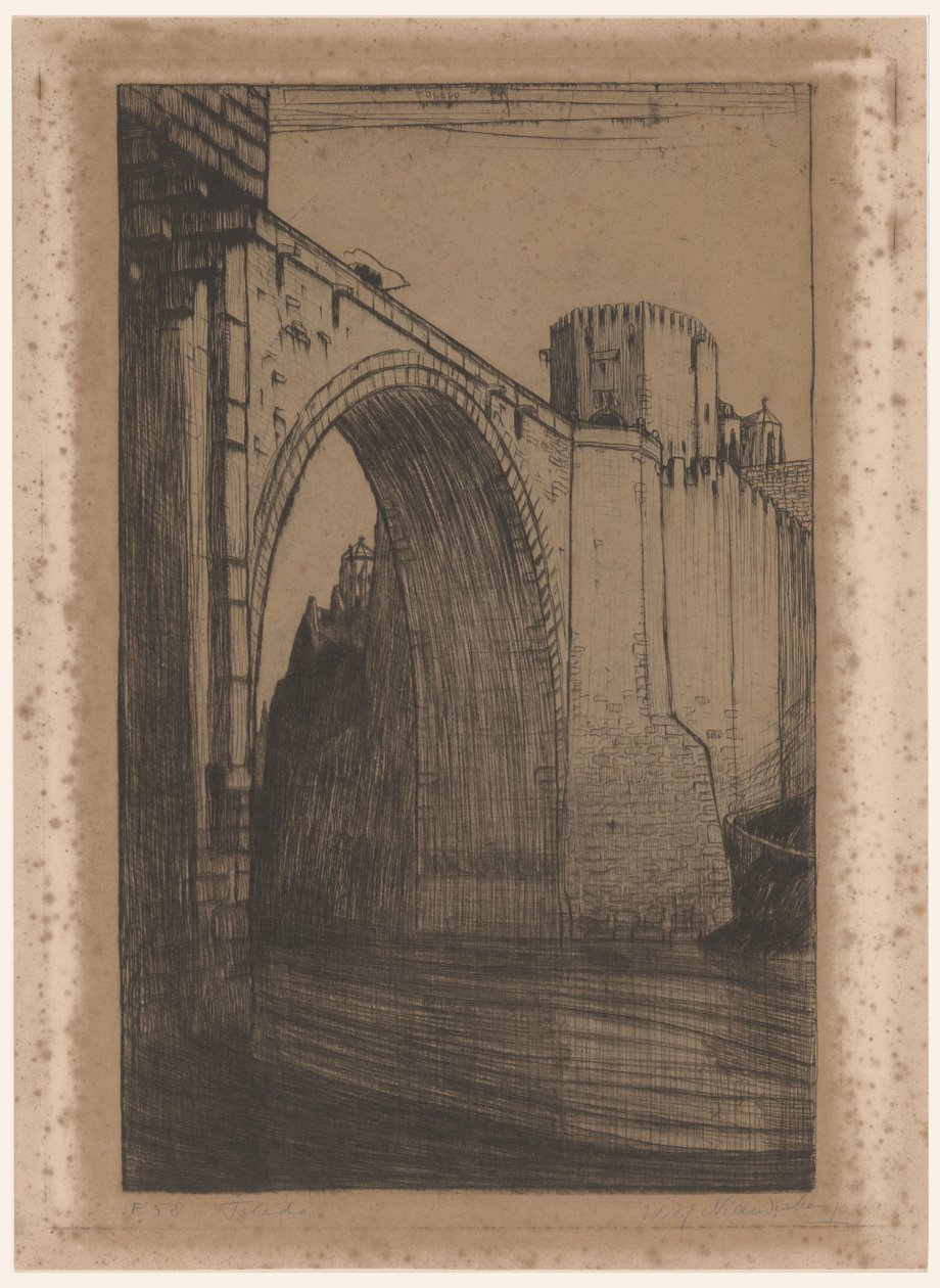 Ponte di Alcántara sul Tago a Toledo da Wijnand Otto Jan Nieuwenkamp (signed by artist)