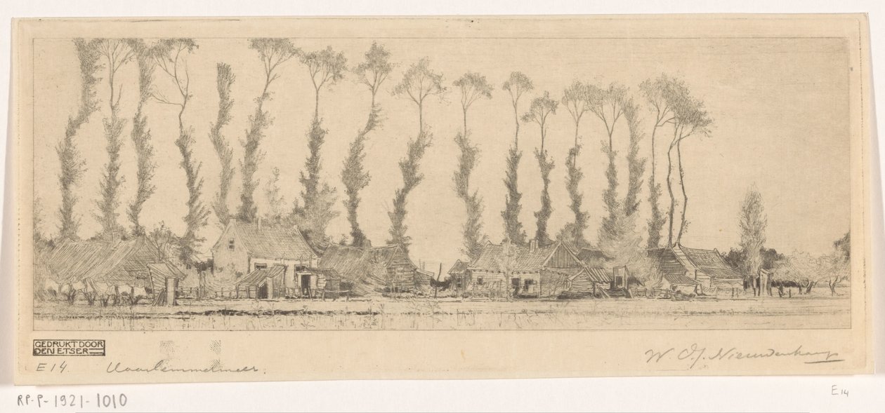 Fila di alberi dietro case nella Haarlemmermeer da Wijnand Otto Jan Nieuwenkamp (signed by artist)