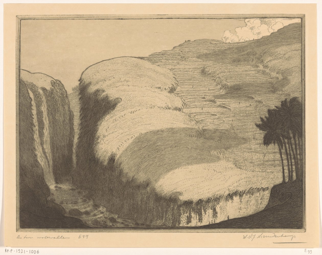 Due cascate a Gianyar a Bali da Wijnand Otto Jan Nieuwenkamp (signed by artist)