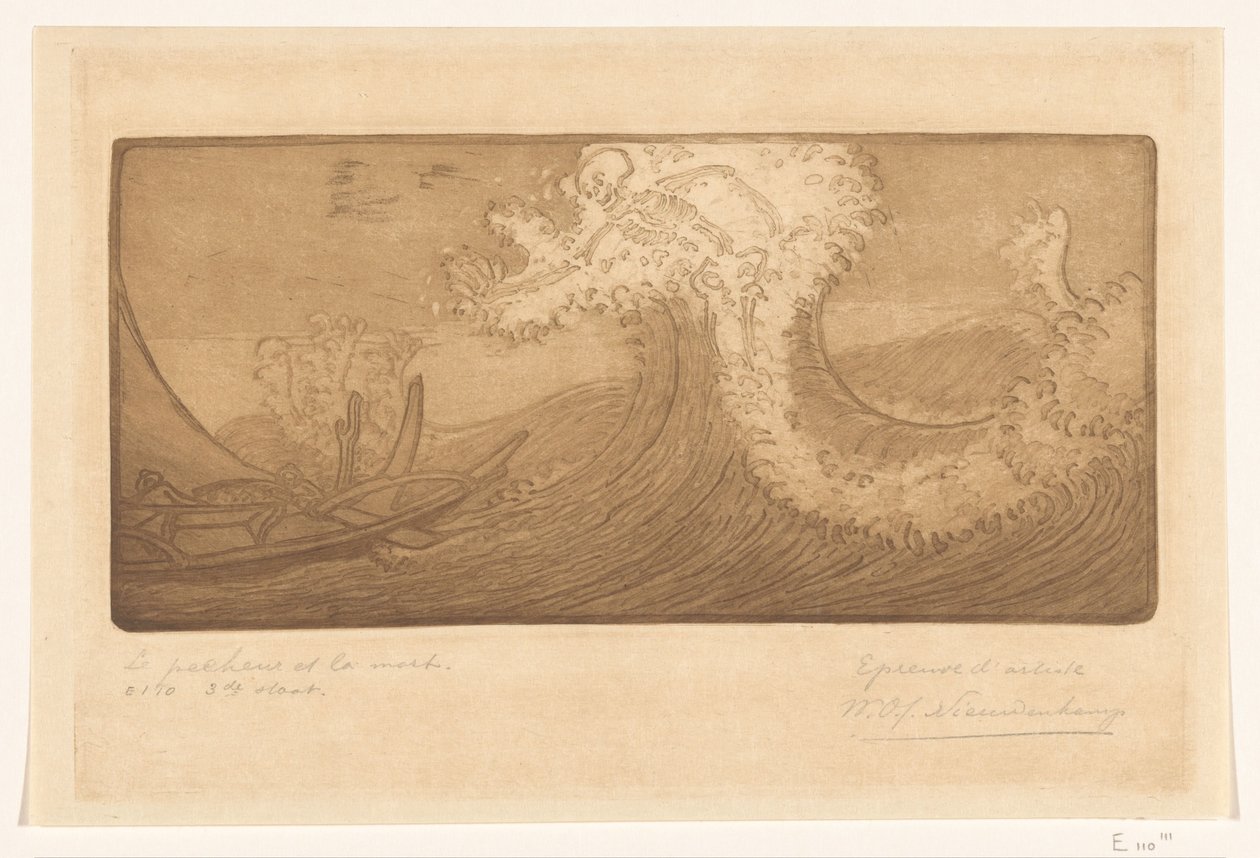 Il pescatore e la morte da Wijnand Otto Jan Nieuwenkamp (signed by artist)