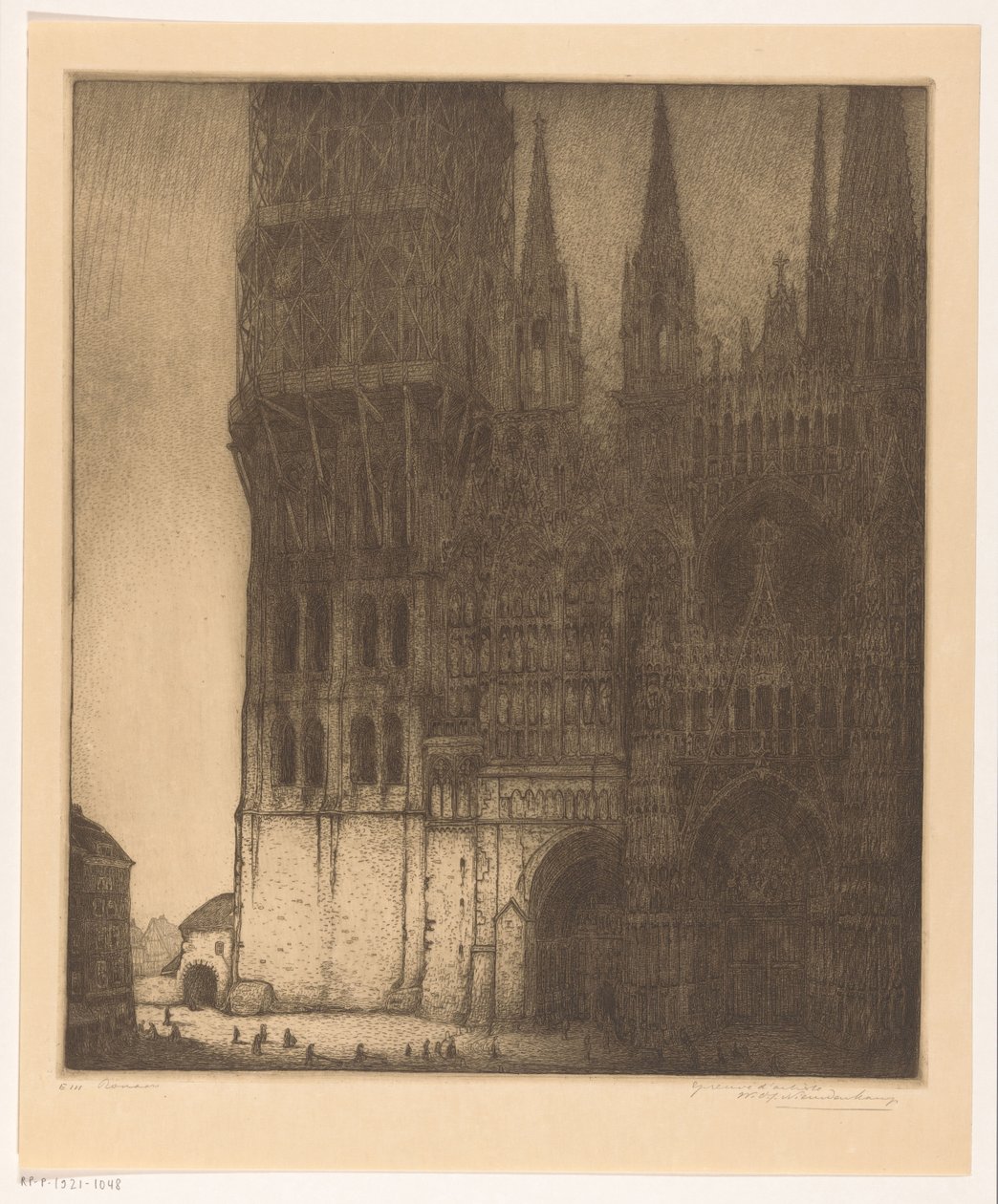 Facciata della Cattedrale di Nostra Signora a Rouen da Wijnand Otto Jan Nieuwenkamp (signed by artist)