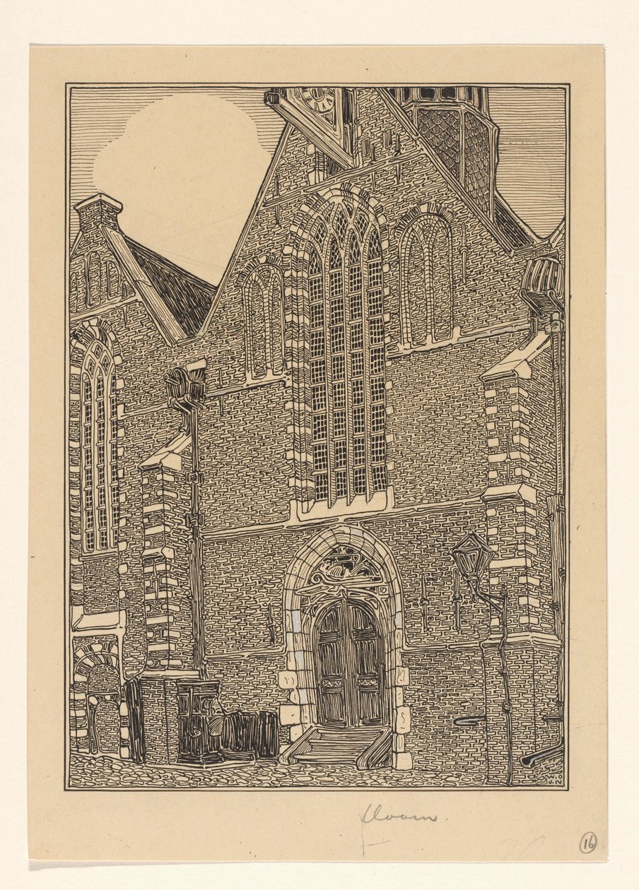 Facciata occidentale della Noorderkerk a Hoorn da Wijnand Otto Jan Nieuwenkamp (signed by artist)
