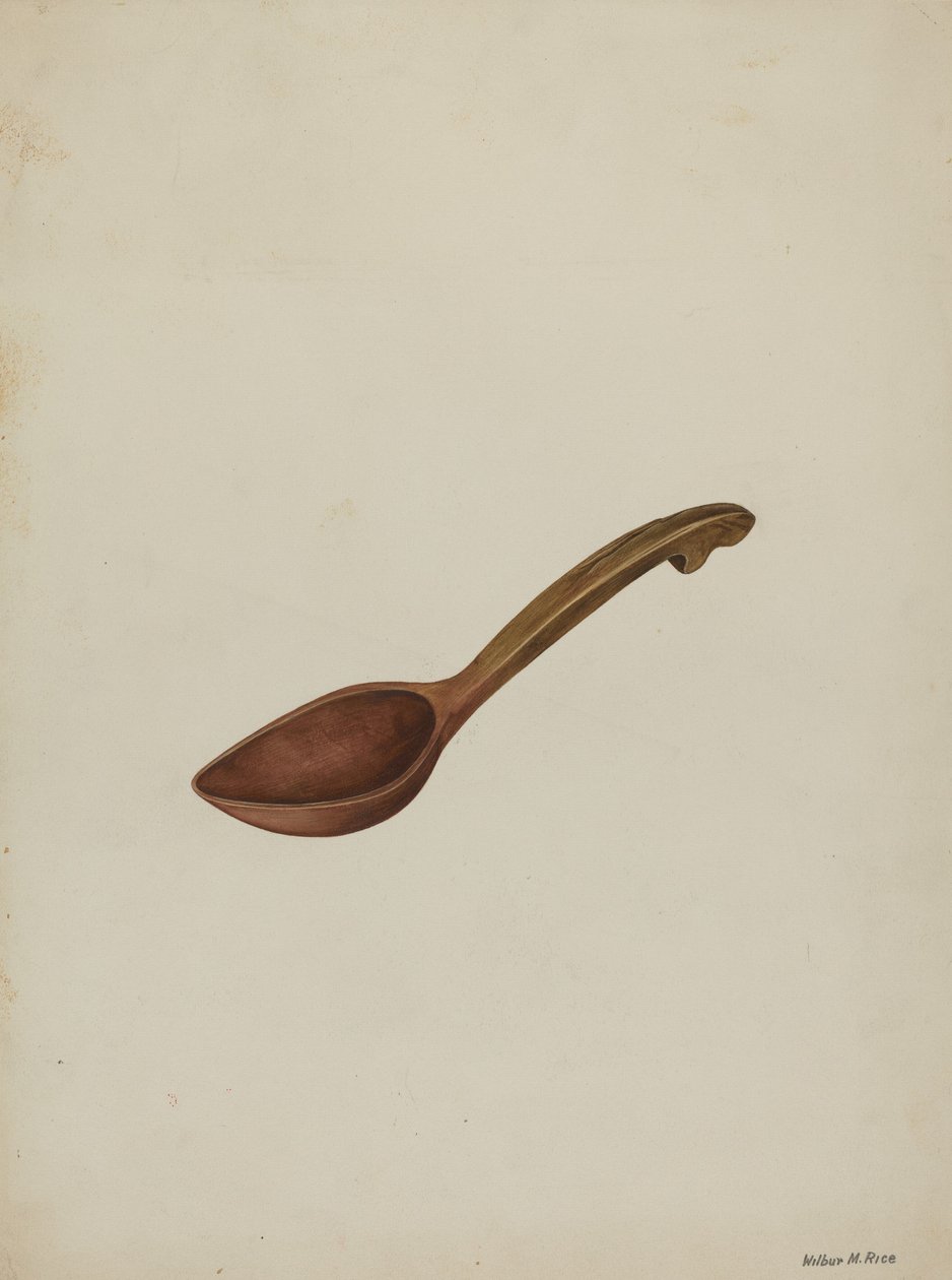 Cucchiaio di legno ovale, c. 1937 da Wilbur M Rice