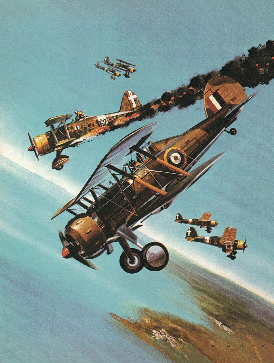 Aerei famosi e loro piloti: Il Gloster Gladiator -- Il Capo Squadriglia Pattle da Wilf (20th century) Hardy