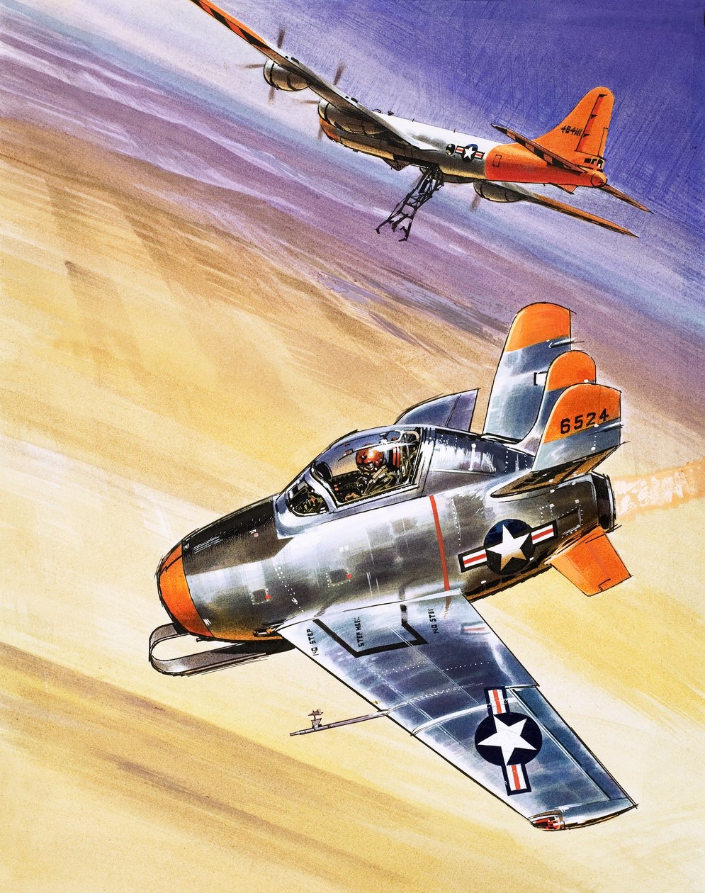 Mini jet da combattimento, illustrazione da "Into the Blue". da Wilf (20th century) Hardy