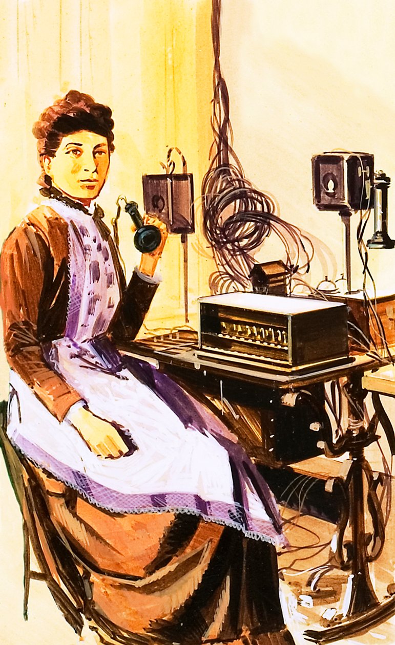 La centrale telefonica di Croydon nel 1884 da Wilf (20th century) Hardy