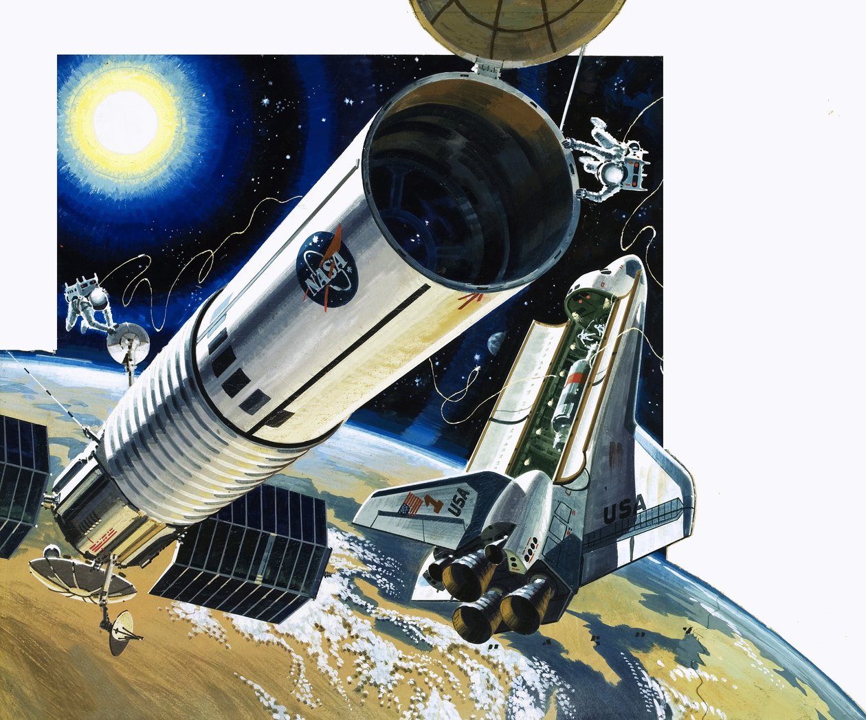 Scena di navetta spaziale non identificata da Wilf (20th century) Hardy
