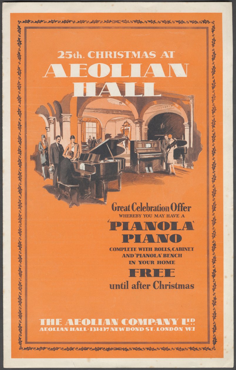 Pianole della Aeolian Company, 1920s da Wilfred Fryer