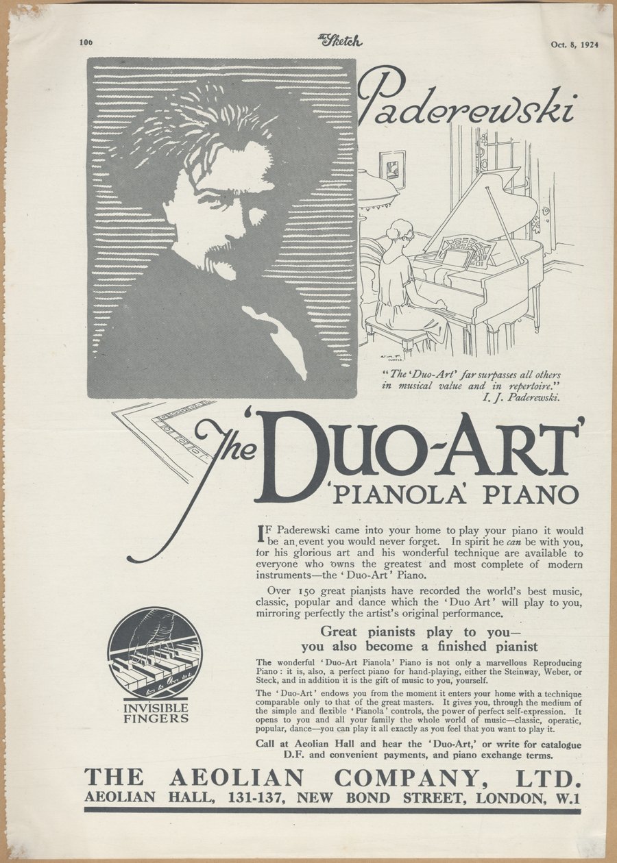 Pianole della Aeolian Company da Wilfred Fryer