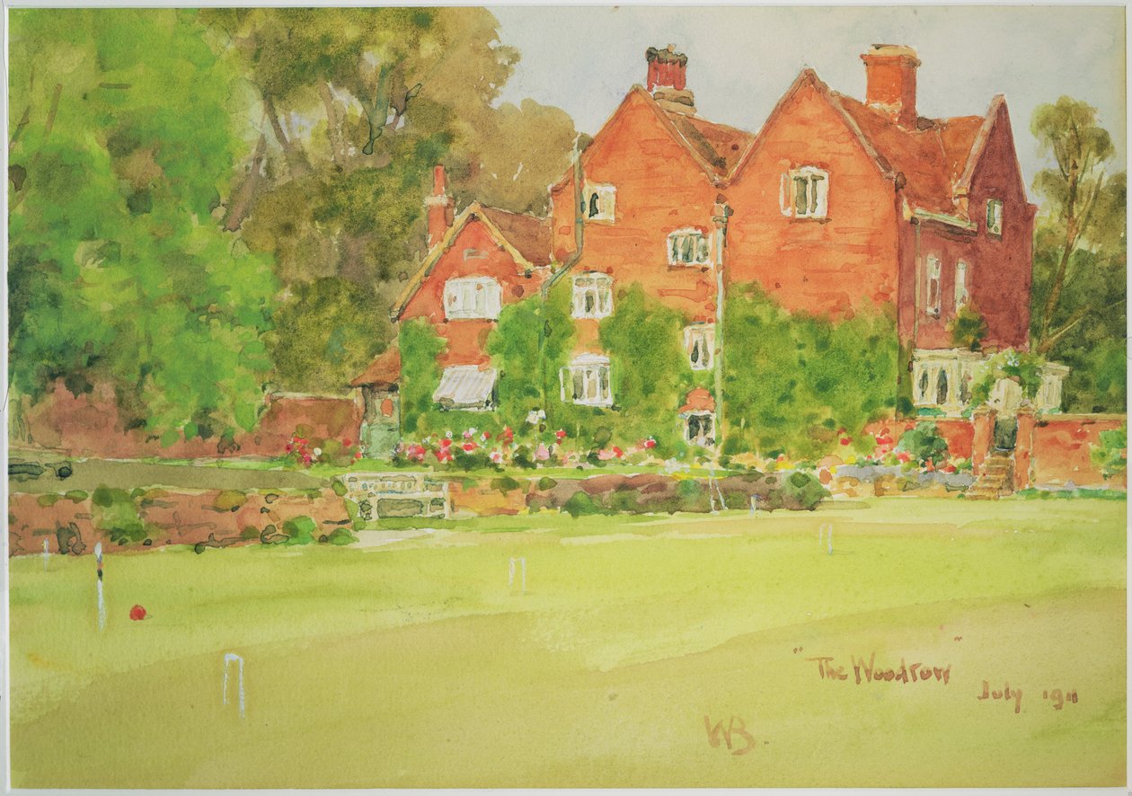 Il prato da croquet a The Woodrow, 1911 da Wilfrid Williams Ball