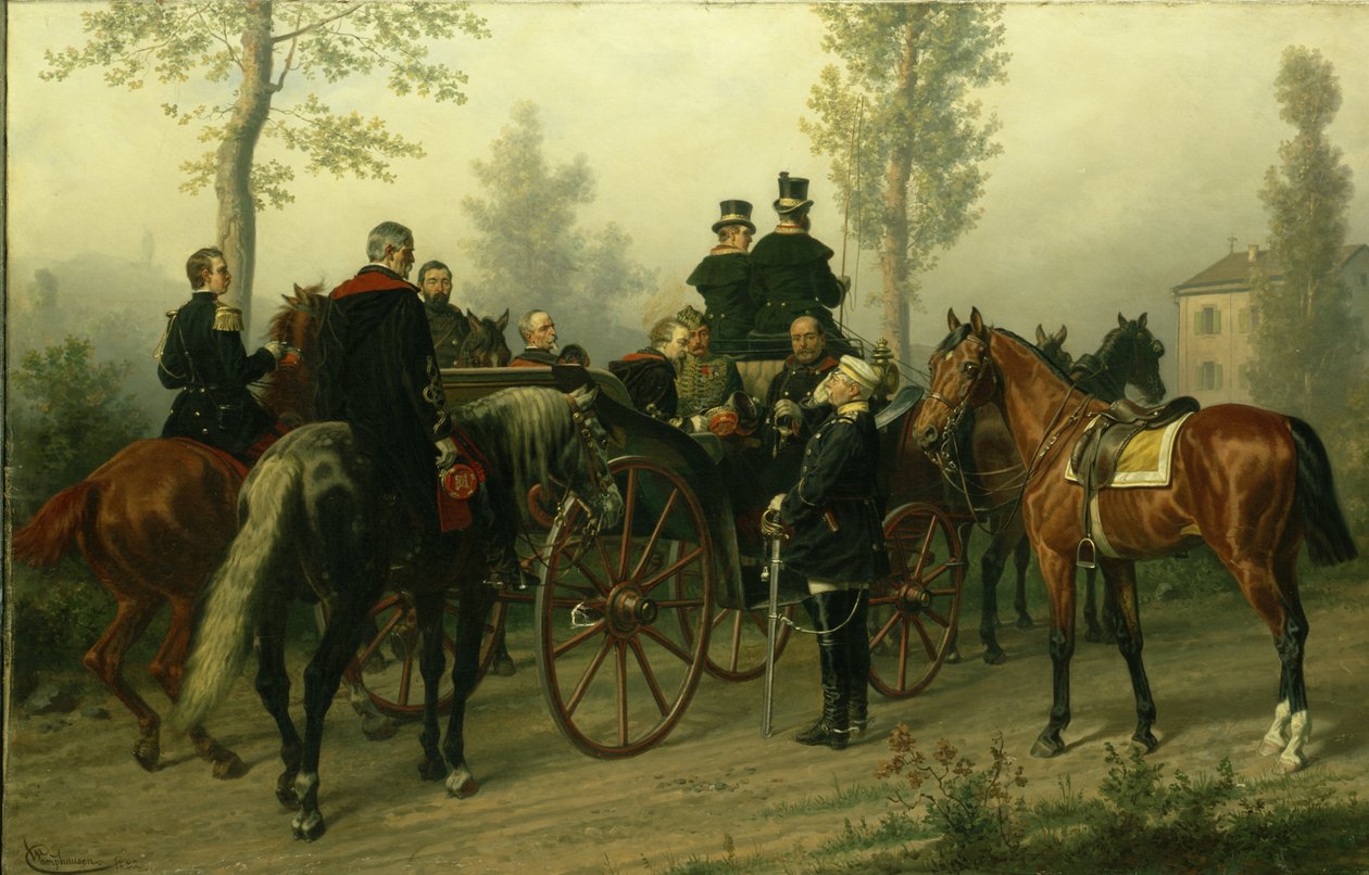 Napoleone III e Bismarck dopo la battaglia di Sedan, 1882 da Wilhelm Camphausen
