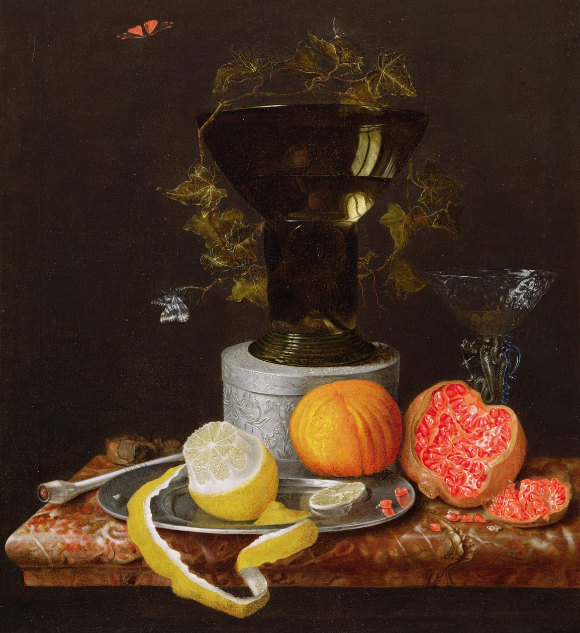 Natura morta con bicchiere e frutta su un davanzale da Wilhelm Ernst Wunder