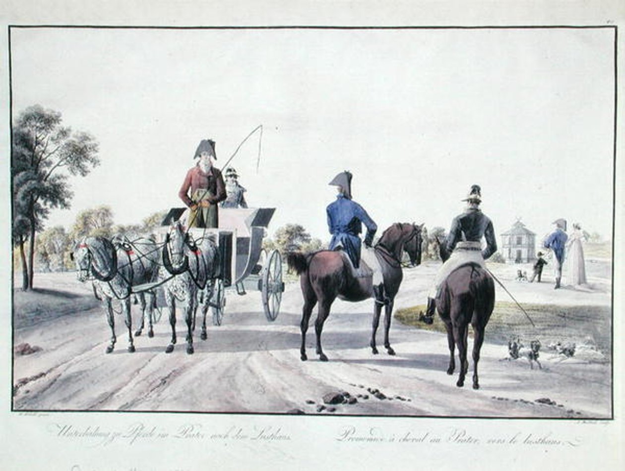 Cavalcare nel Prater Park, Vienna, inciso da Adam von Bartsch (1757-1821) 1804 da Wilhelm Alexander (after) Kobell