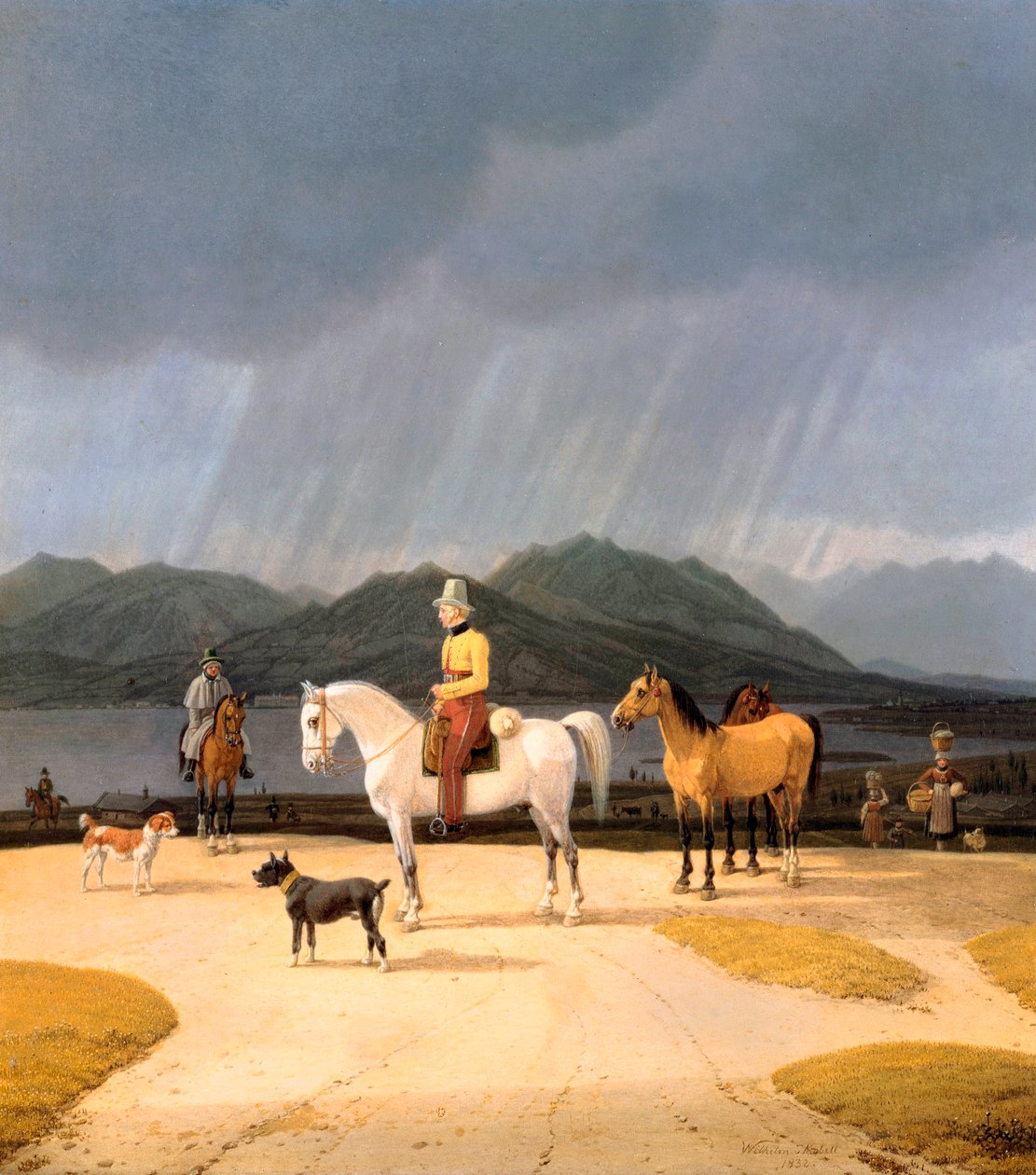 Cavalieri sul lago Tegern, Germania da Wilhelm Alexander Kobell
