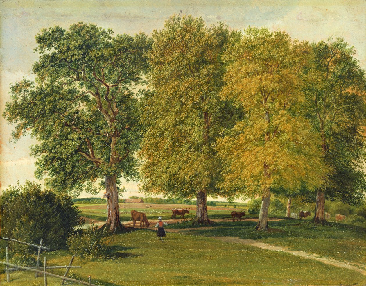 Pastore con bestiame sotto alberi autunnali da Wilhelm Alexander Kobell