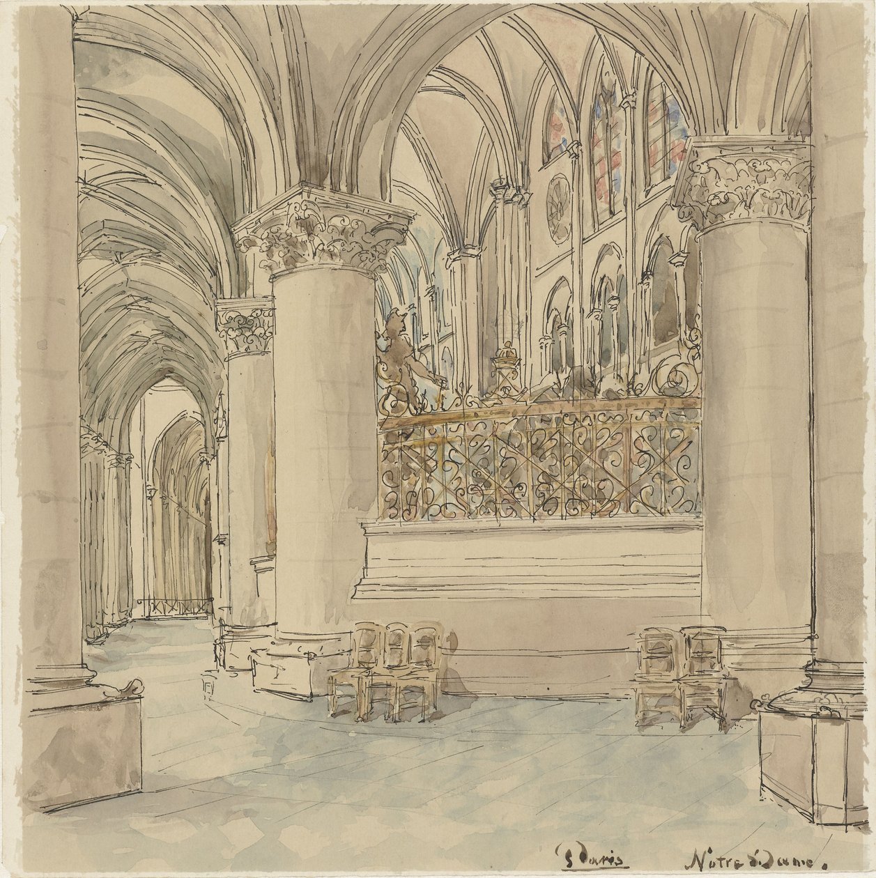 Interno di Notre-Dame a Parigi da Wilhelm Cornelis Bauer