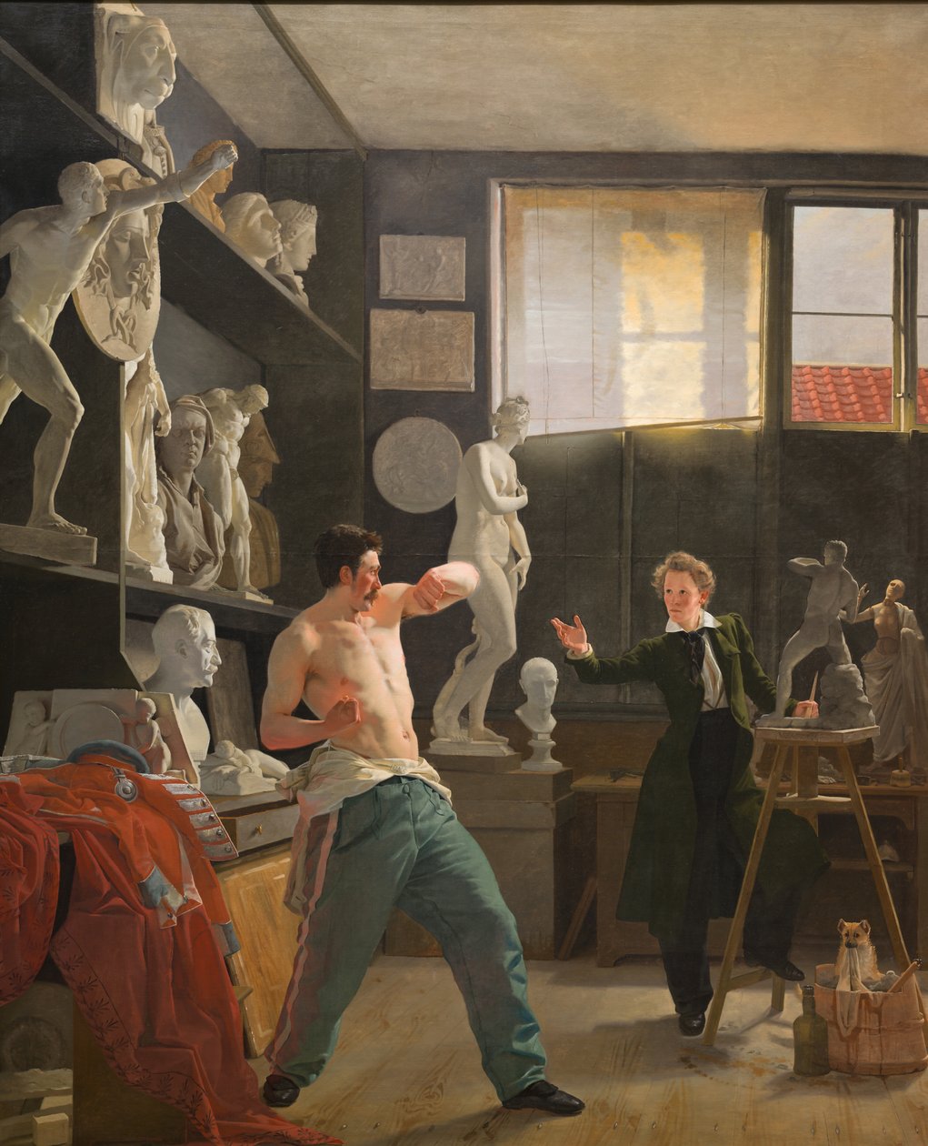 Uno scultore (Christen Christensen) nel suo studio che lavora dal vivo da Wilhelm Ferdinand Bendz