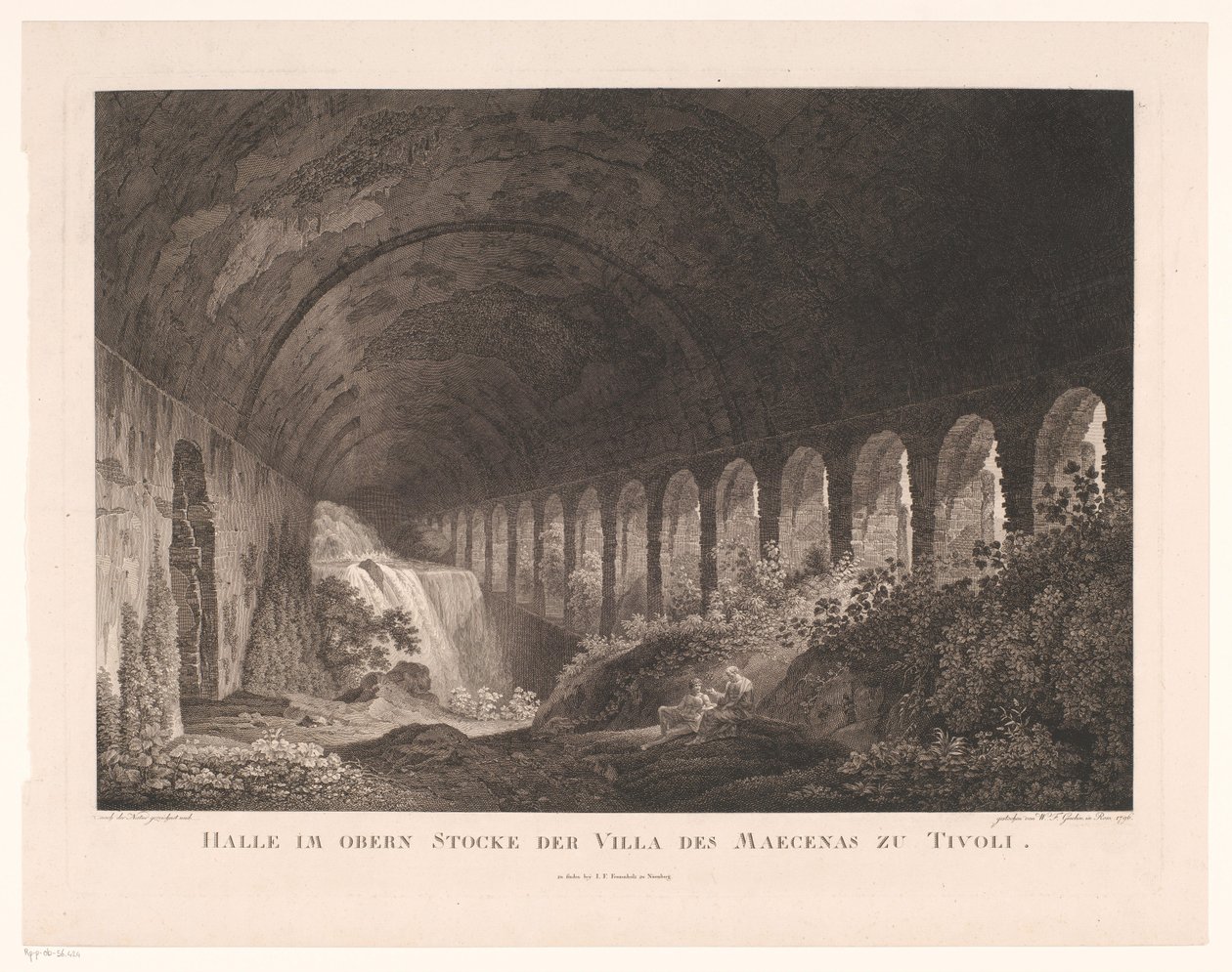 Vista nelle stalle della Villa di Mecenate a Tivoli da Wilhelm Friedrich Gmelin