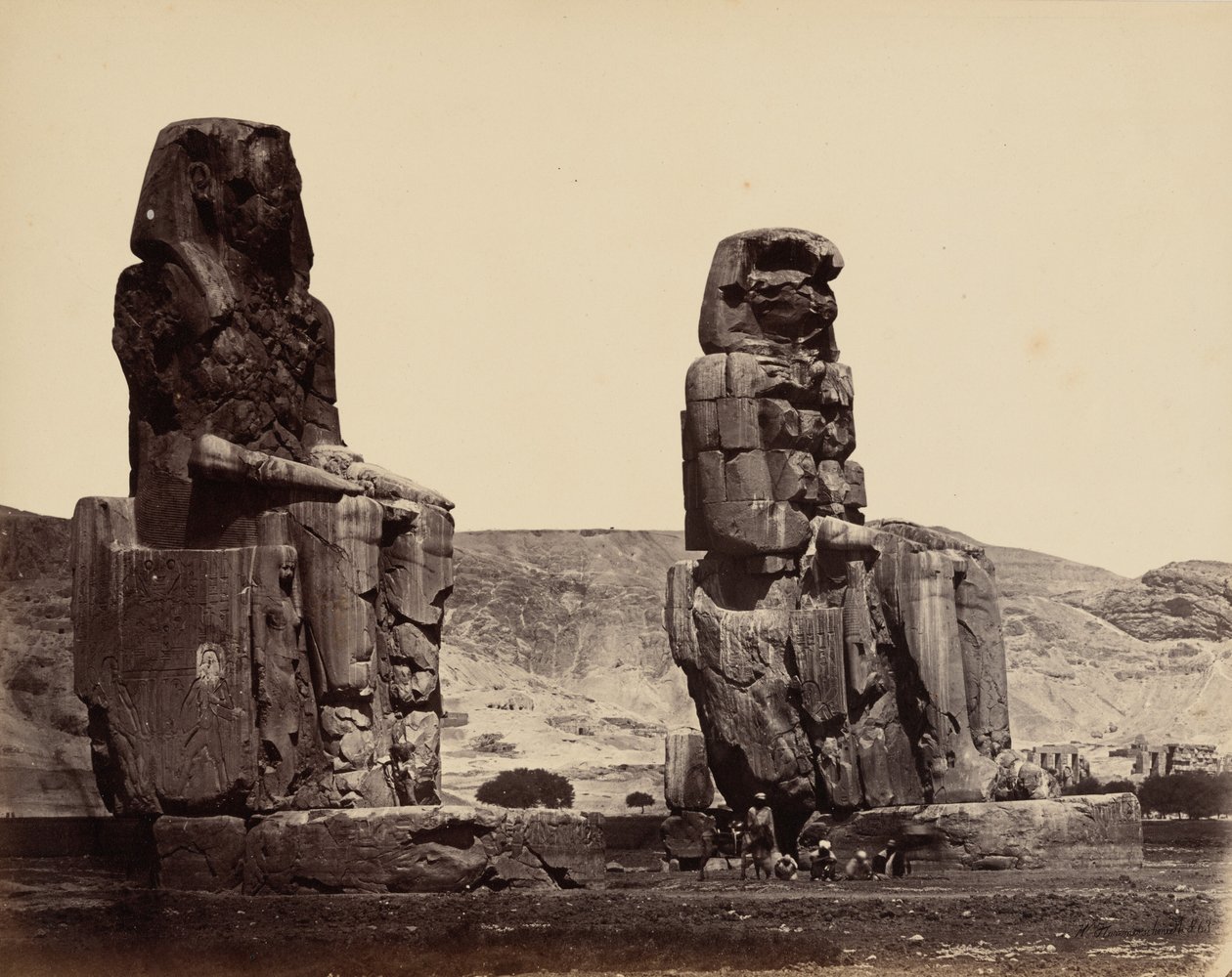 Colossi di Memnon a Tebe, 1859 circa (foto) da Wilhelm Hammerschmidt