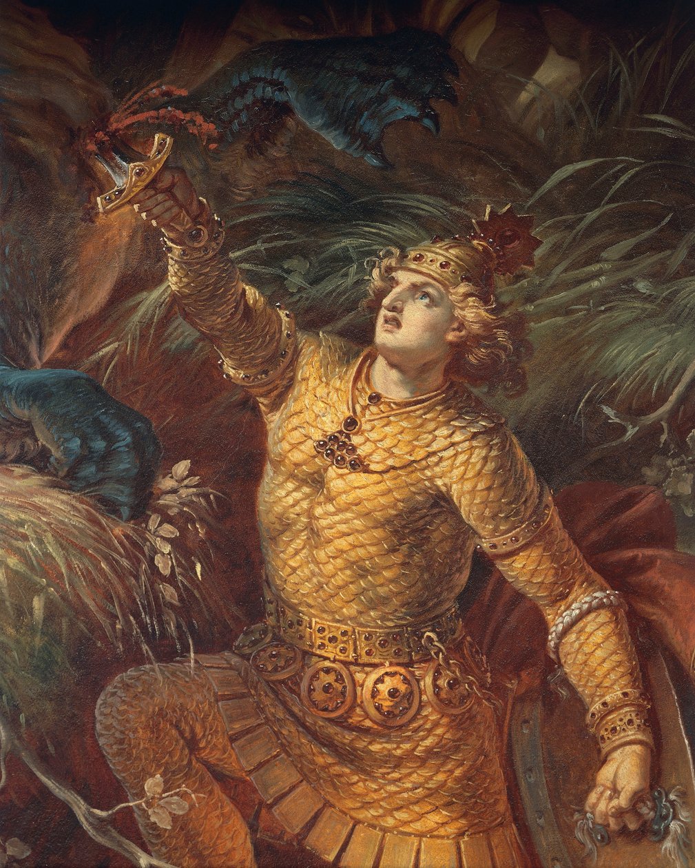 Sigurd uccide il drago Fafnir tenendo la spada Gram (dettaglio) da Wilhelm Hauschild