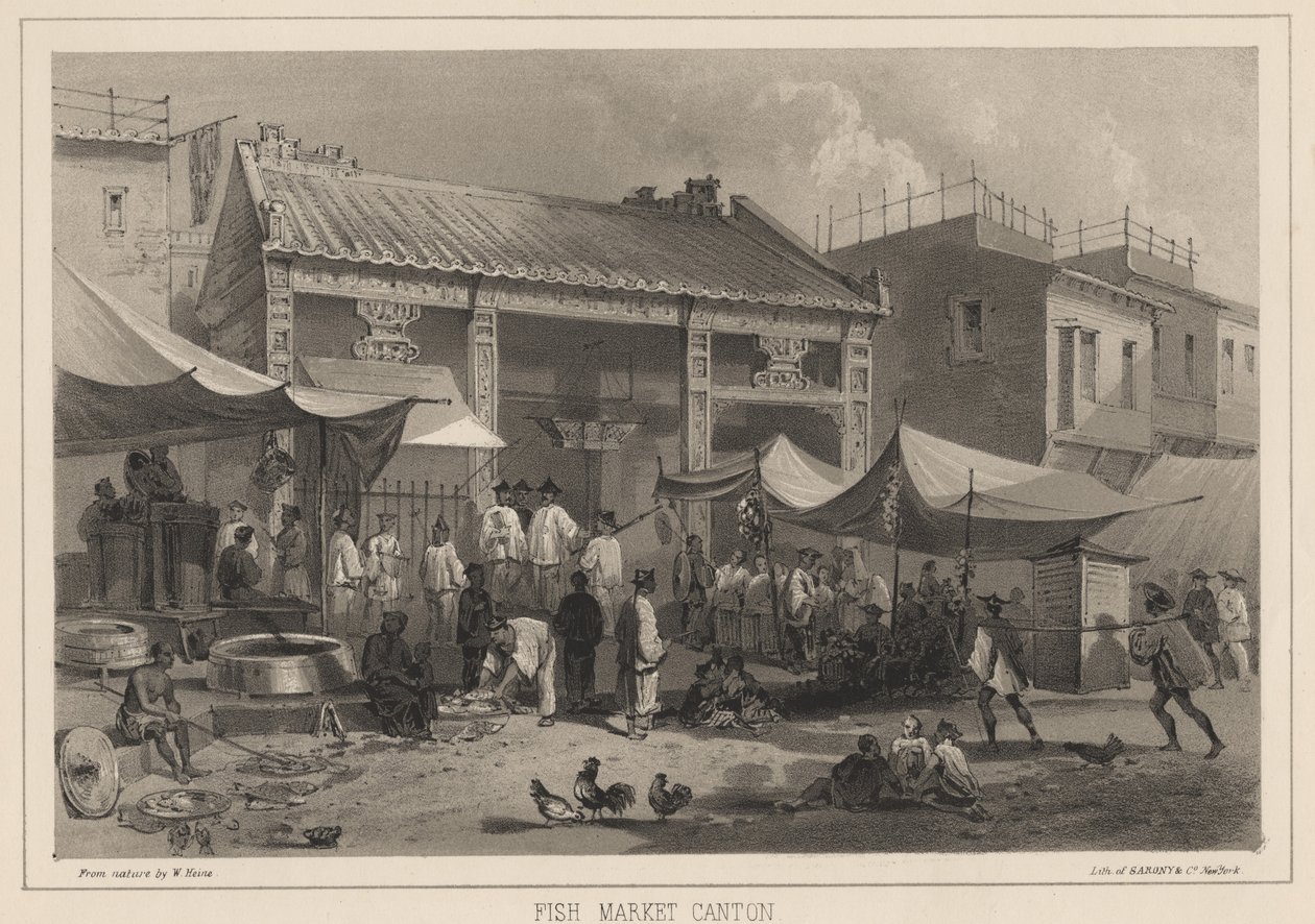 Mercato del pesce Canton, 1855 da Wilhelm Joseph Heine