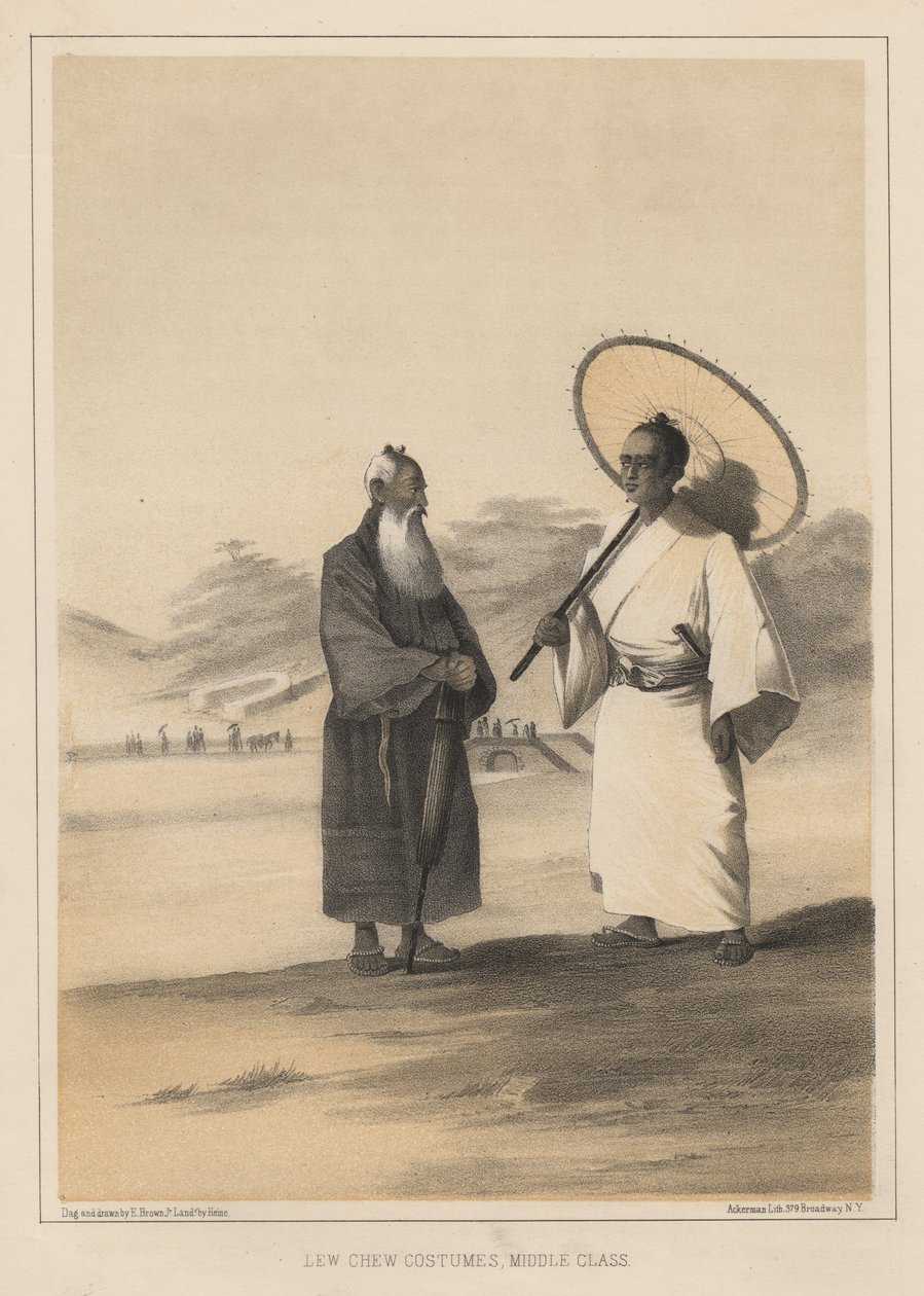 Costumi di Lew Chew, Classe Media, 1855 da Wilhelm Joseph Heine