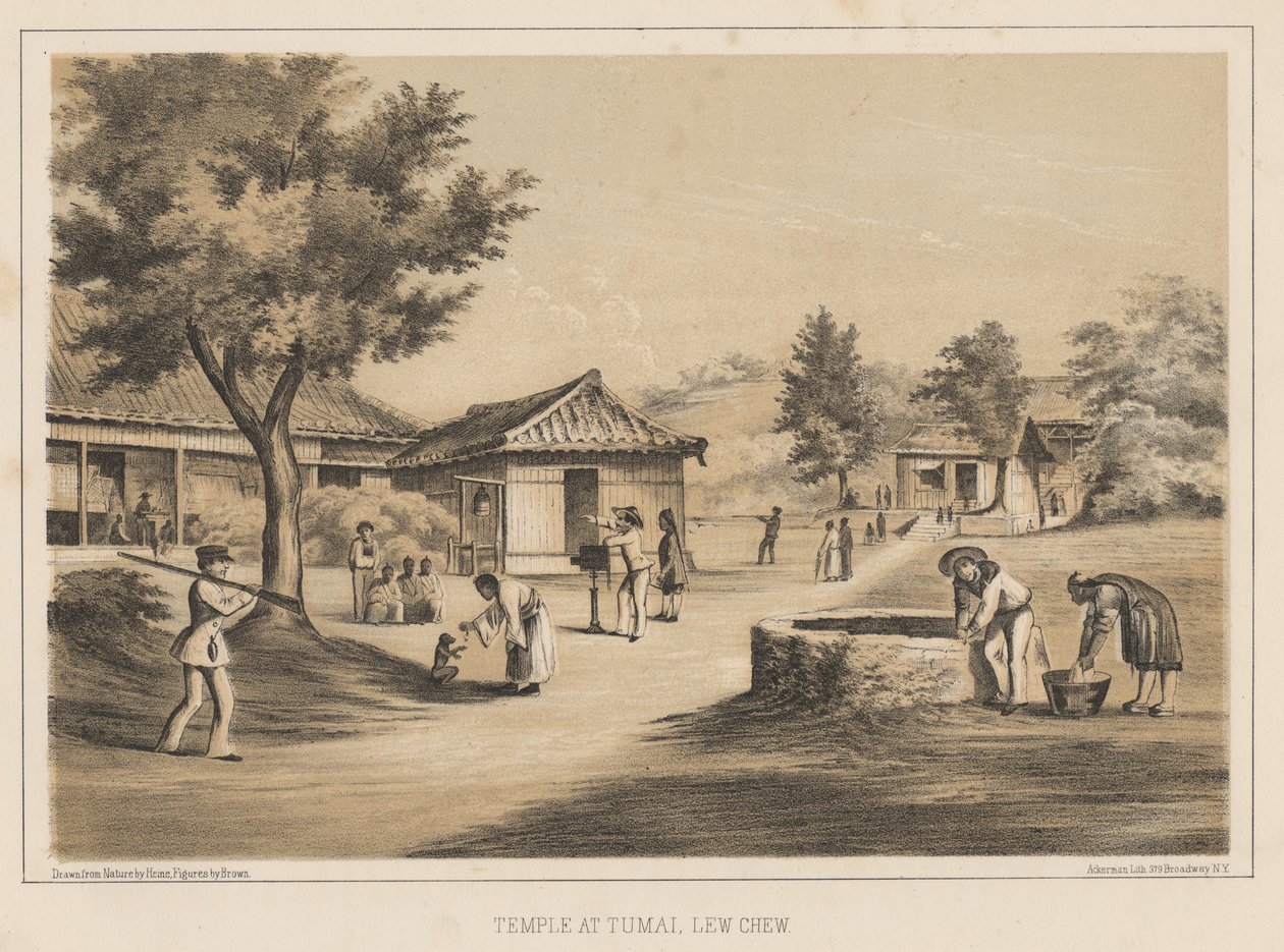 Tempio a Tumai, Lew Chew, 1855 da Wilhelm Joseph Heine