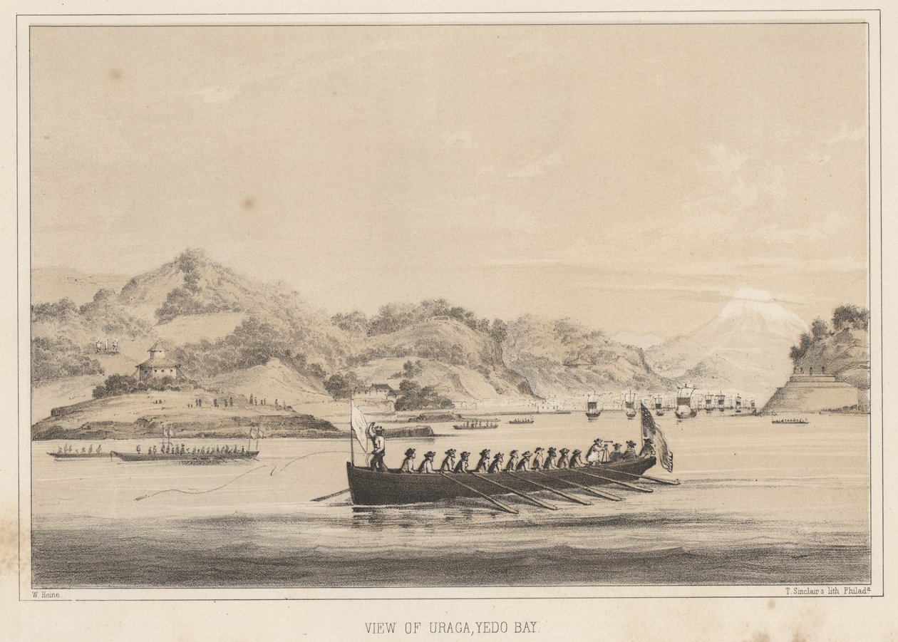 Vista di Uraga, baia di Yedo da Wilhelm Joseph Heine