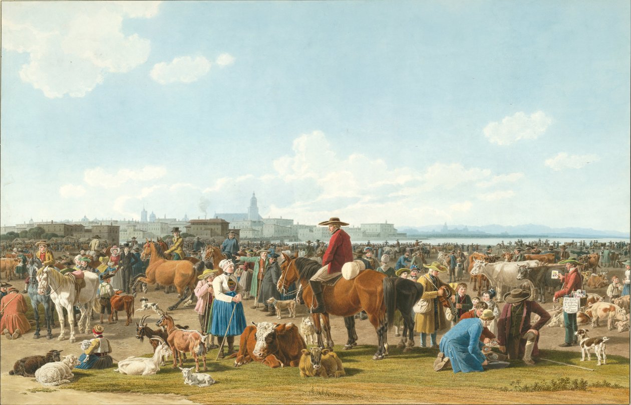 Mercato del bestiame vicino a Genova, 1820 da Wilhelm Kobell Ritter von