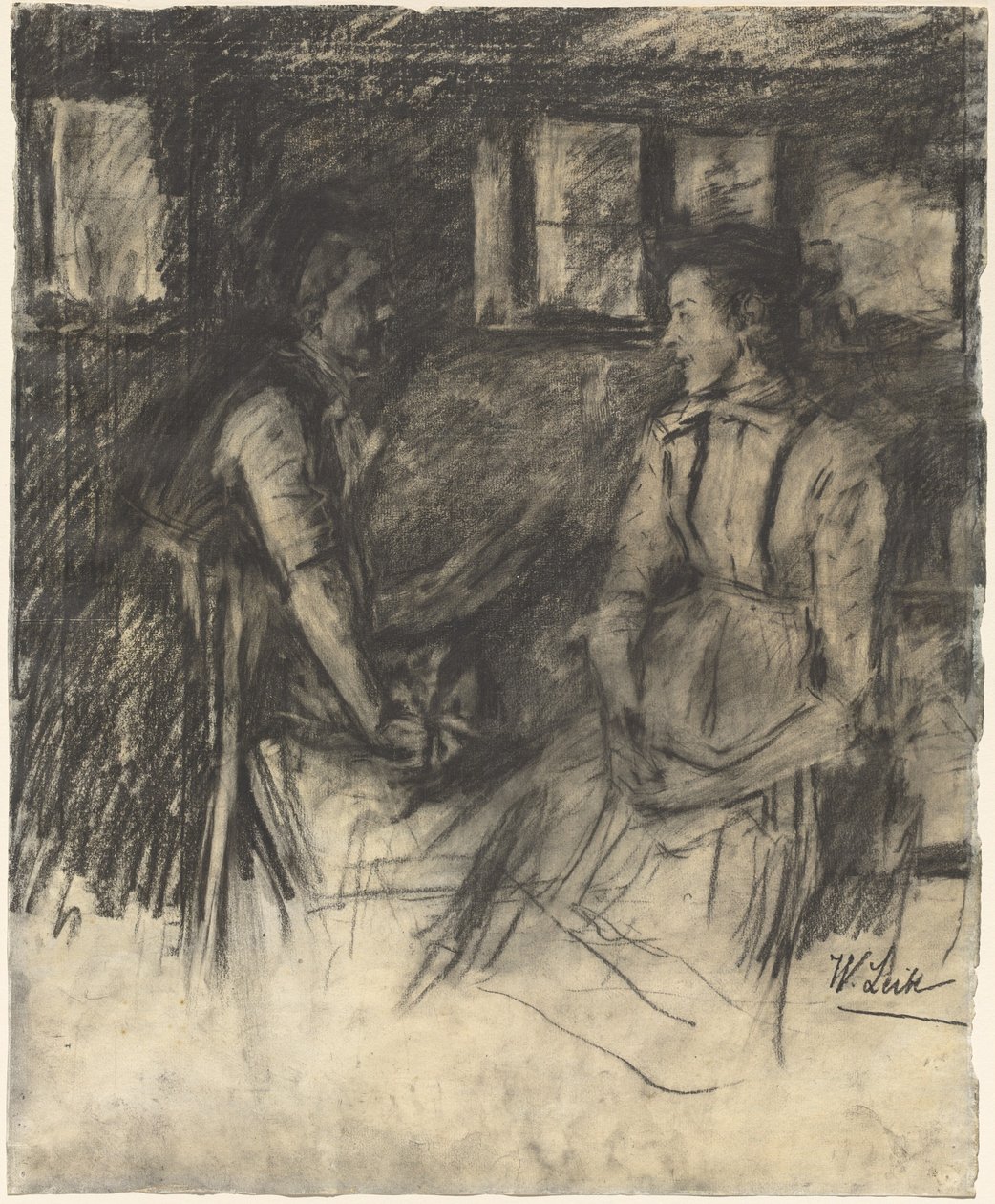 Due donne in cucina da Wilhelm Maria Hubertus Leibl