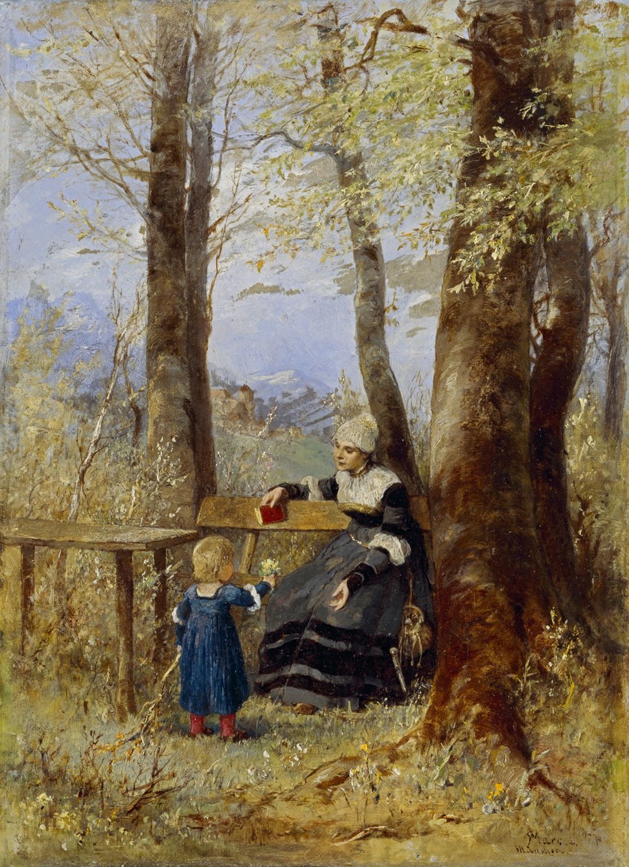 Madre con bambino in paesaggio primaverile da Wilhelm Marc