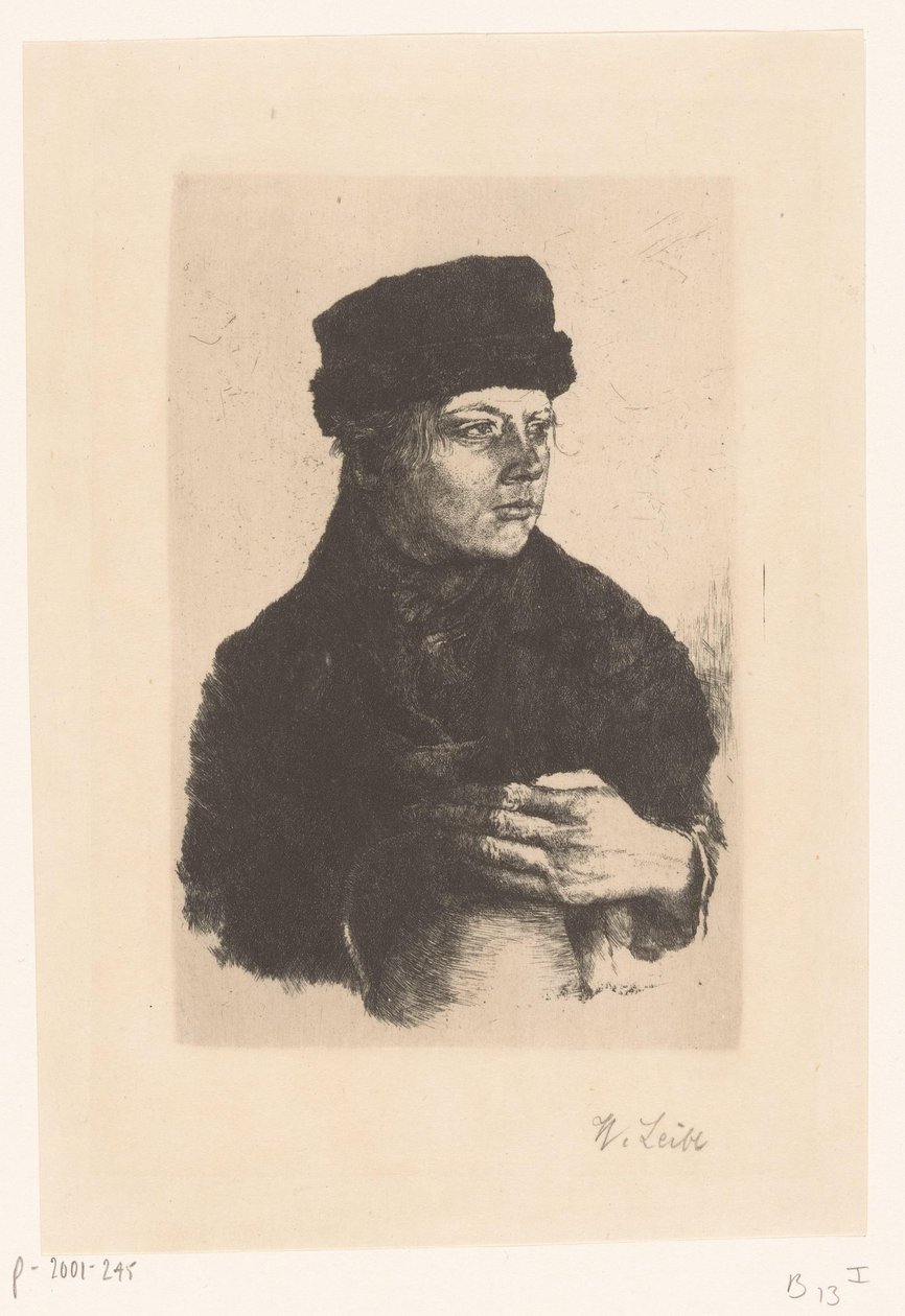 Ragazzo contadino con brocca da Wilhelm Maria Hubertus Leibl (signed by artist)
