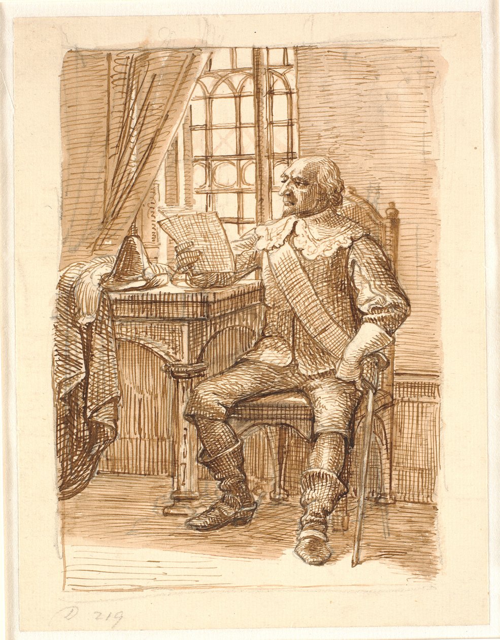 Nobile del tempo di Chr. 4 che legge una lettera da Wilhelm Marstrand
