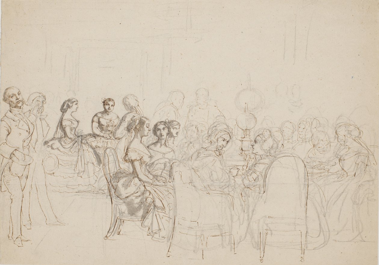 Serata a casa della principessa Charlotte Frederikke a Roma da Wilhelm Marstrand