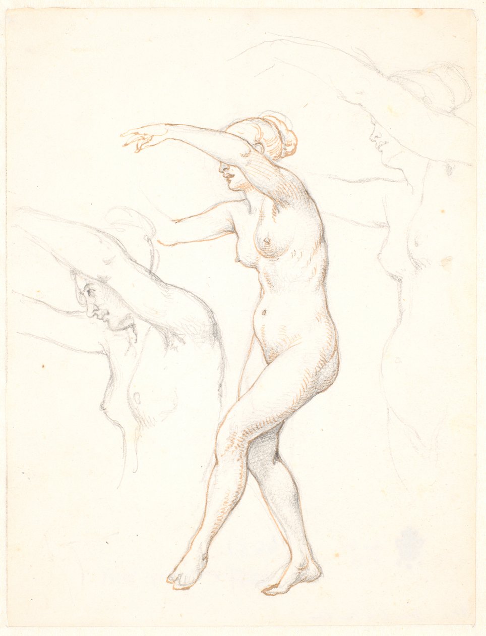 Foglio con tre studi di donna nuda danzante da Wilhelm Marstrand
