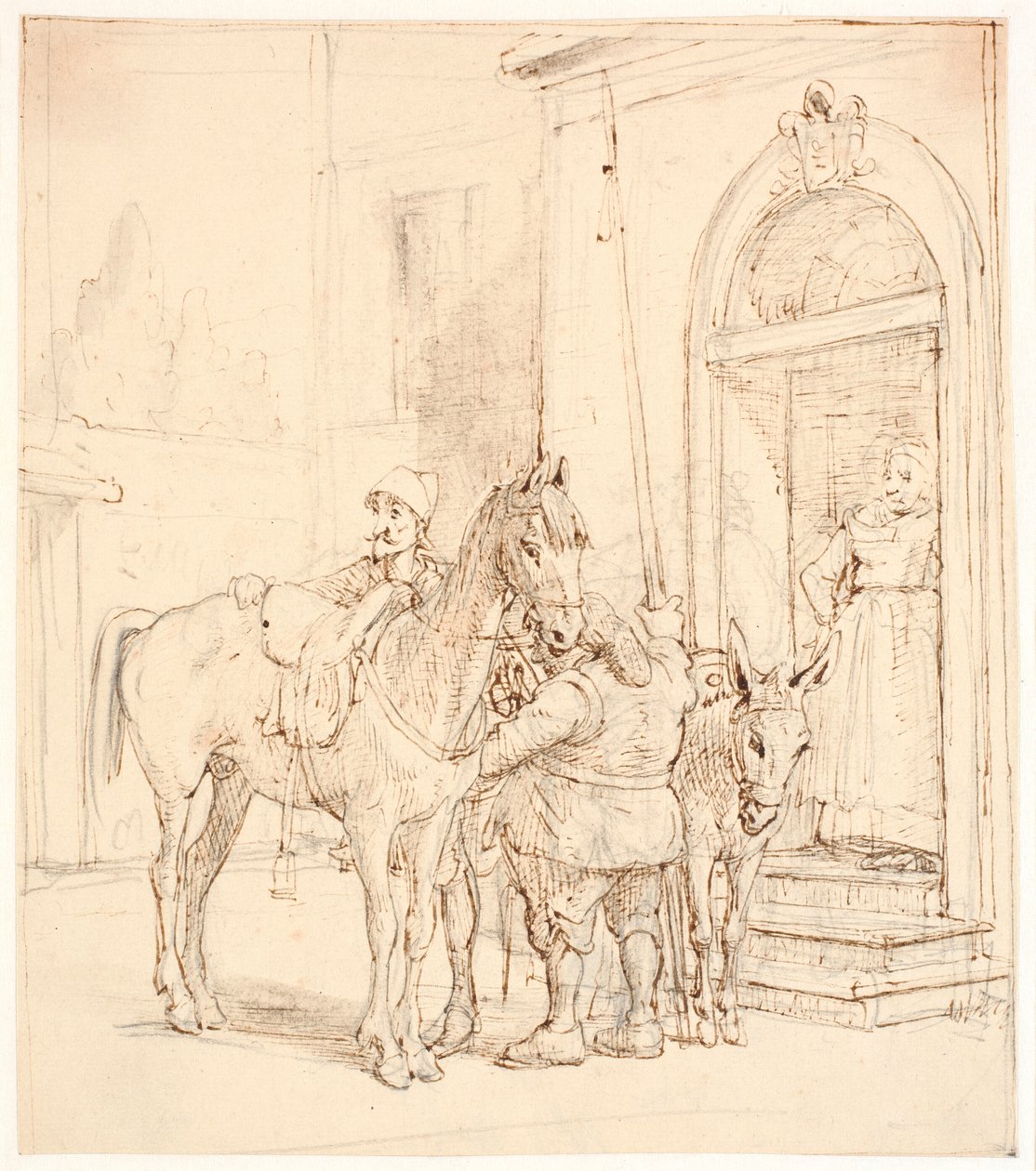Don Chisciotte e Sancho Panza fuori dalla locanda da Wilhelm Marstrand