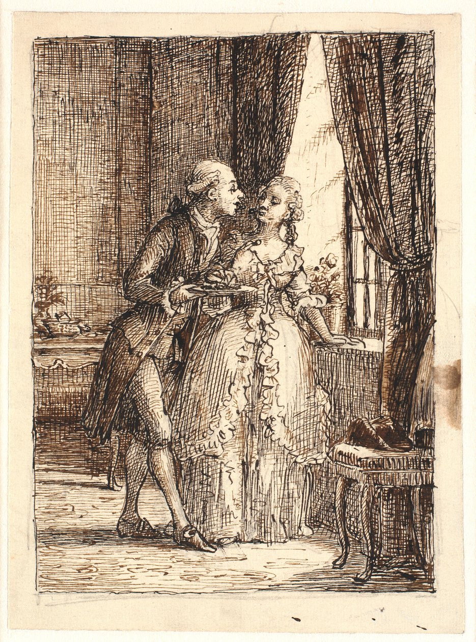 Una giovane coppia. Il principe ereditario Federico (Fre. 5) mangia ciliegie a Charlottenborg con la principessa ereditaria Luisa da Wilhelm Marstrand