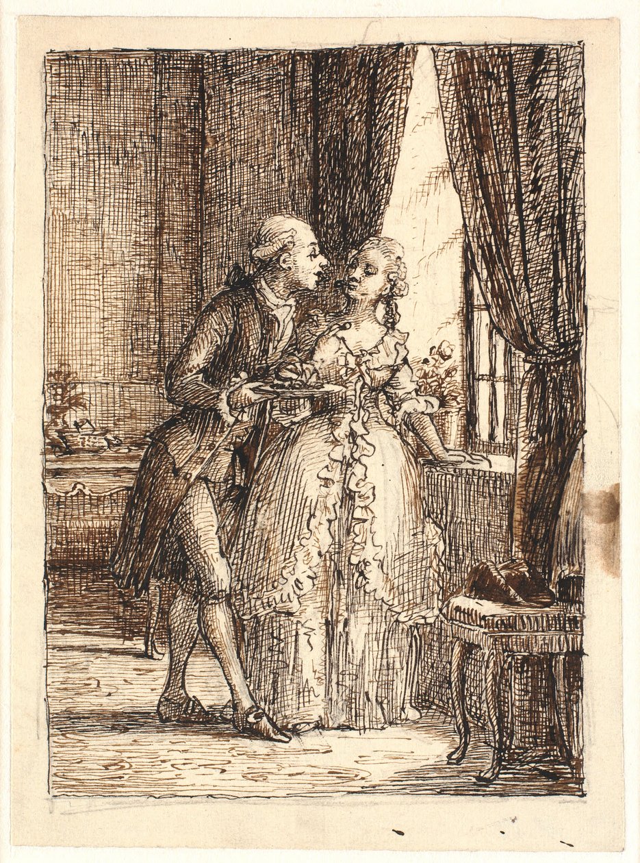 Una giovane coppia. Il principe ereditario Federico (Fre. 5) mangia ciliegie a Charlottenborg con la principessa ereditaria Luisa da Wilhelm Marstrand