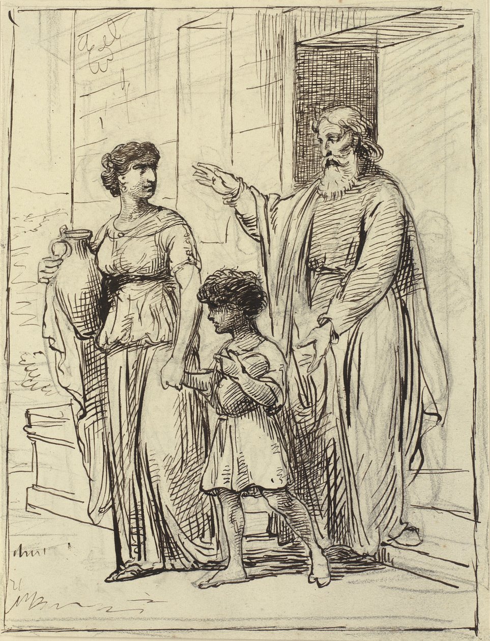 Agar e Ismaele lasciano Abramo da Wilhelm Marstrand