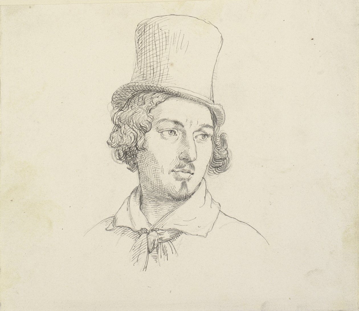 Testa di uomo con cappello alto da Wilhelm Marstrand