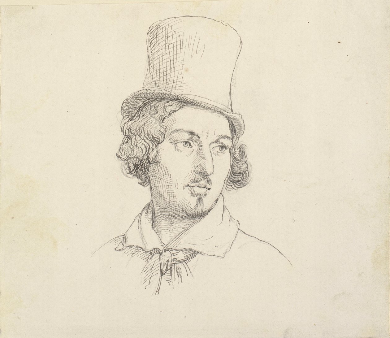 Testa di uomo con cappello alto da Wilhelm Marstrand