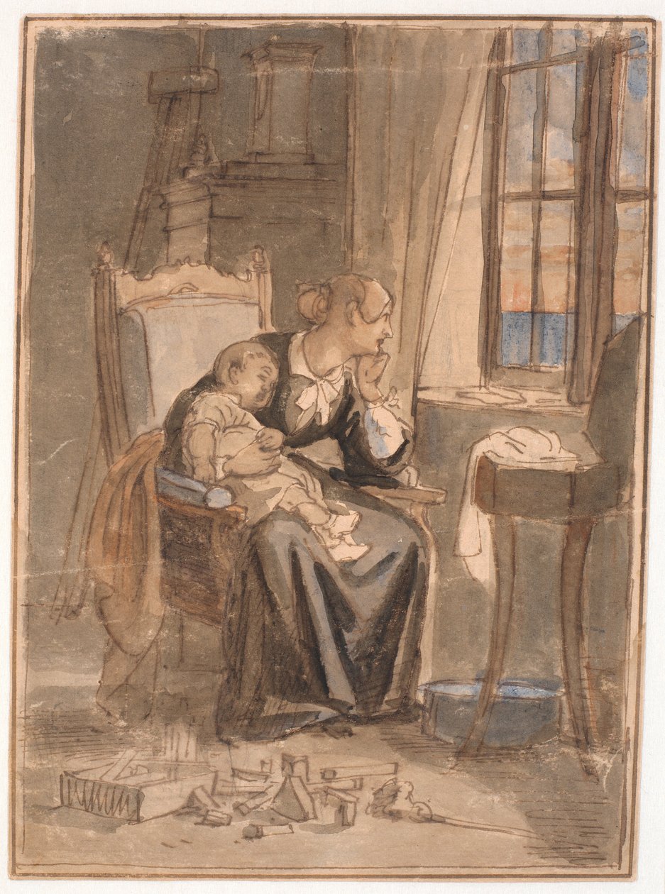 Al crepuscolo. Signora Marstrand con il figlio Poul da Wilhelm Marstrand