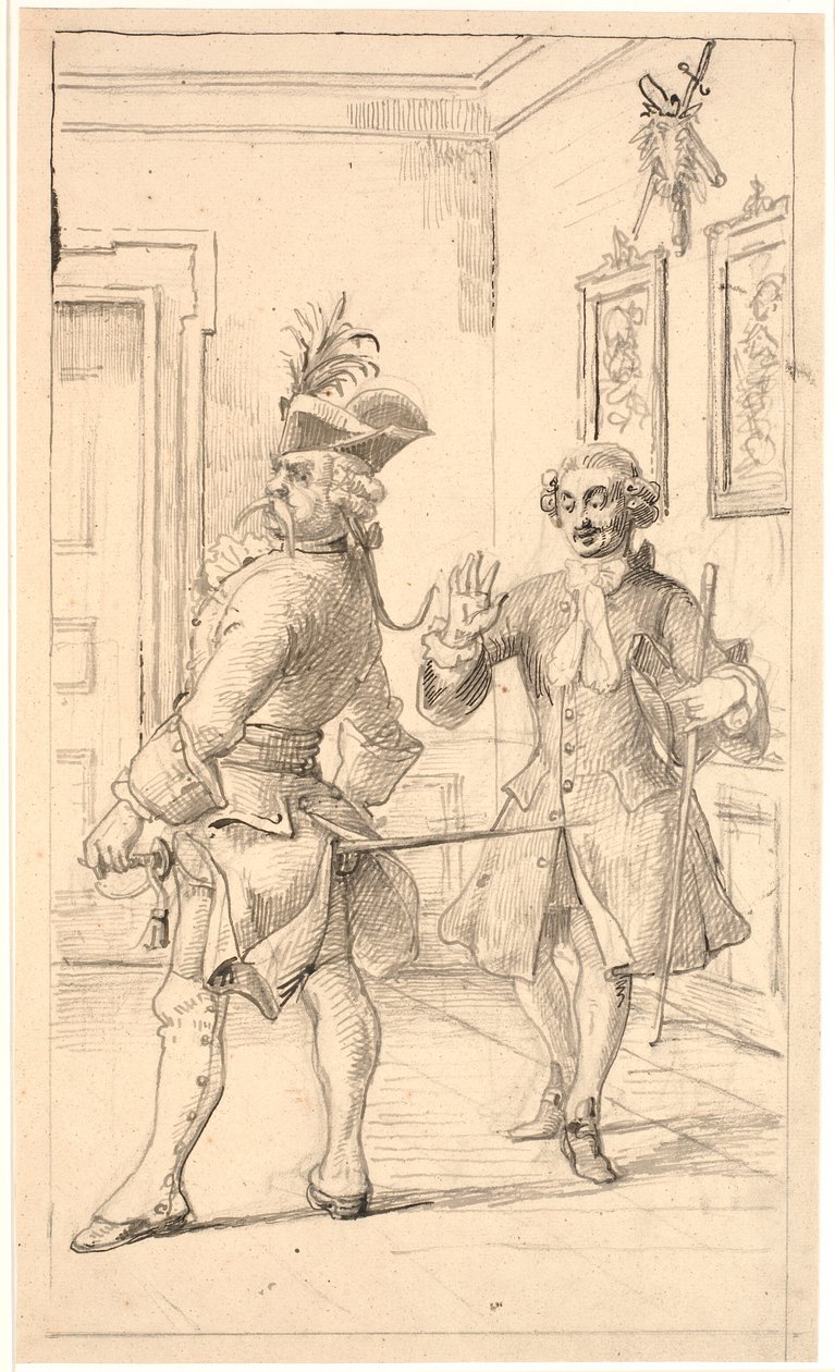 Jepser confronta la schiena di Jacob von Thyboe con il manico del mulinello da Wilhelm Marstrand