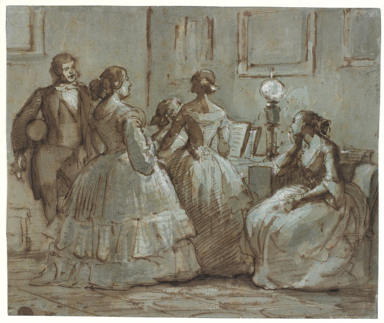 Scena di società di Copenaghen, si fa musica da Wilhelm Marstrand