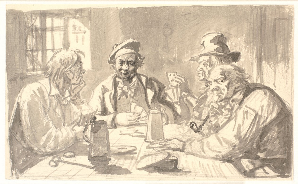 Gioco di carte in una cantina di una locanda da Wilhelm Marstrand