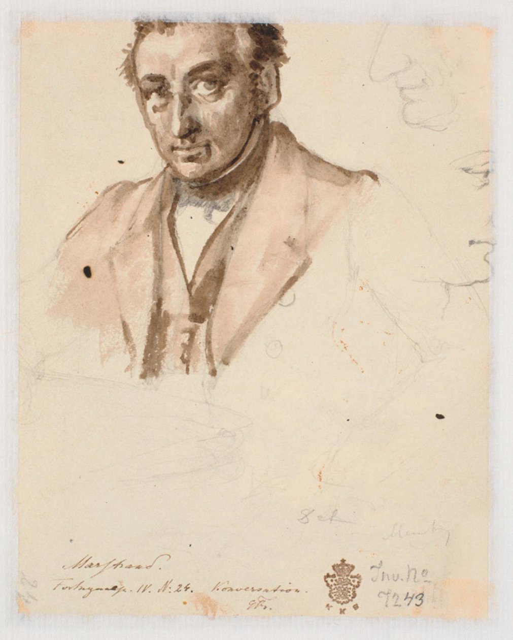 Ritratto di uomo e due profili da Wilhelm Marstrand