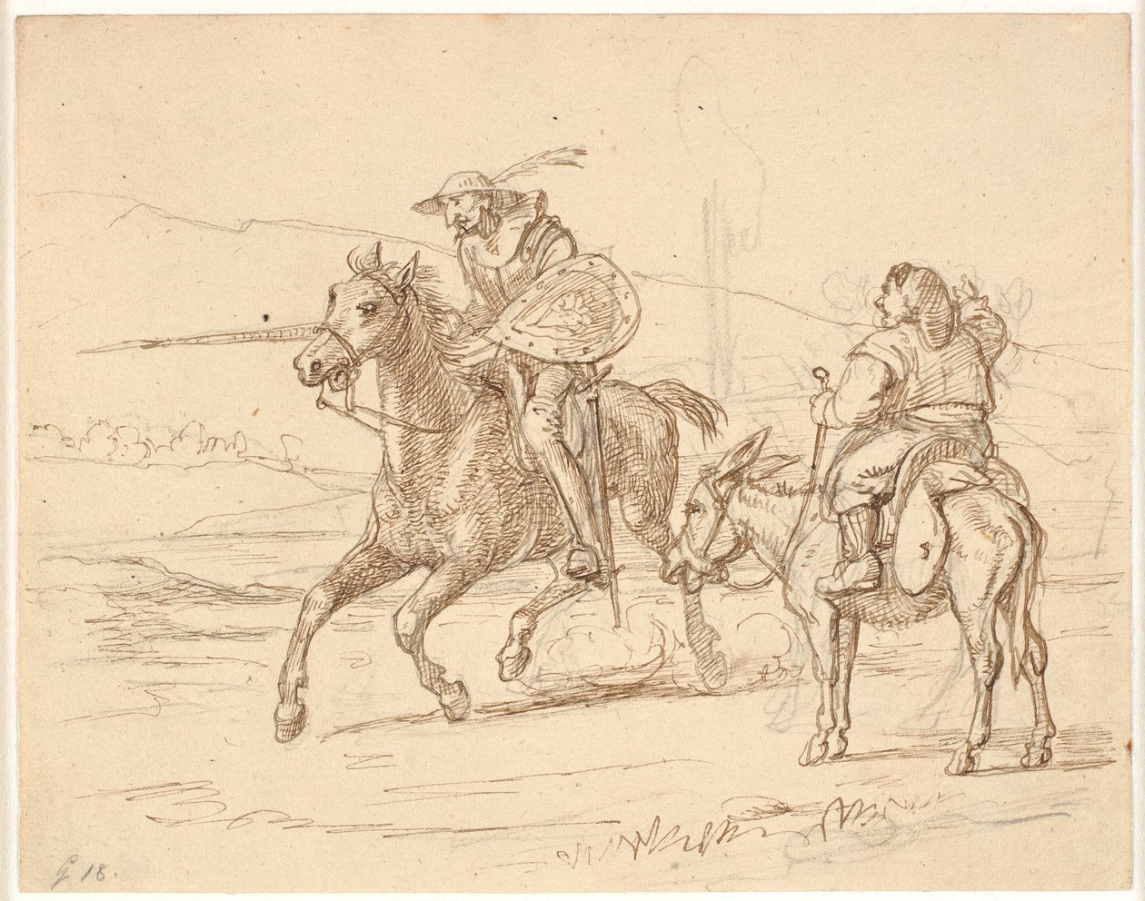 Mentre Sancho osserva, Don Chisciotte attacca da Wilhelm Marstrand